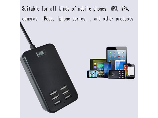 WGT USB Charging Station 6-Port Desktop USB Charger Port Suitable for Smart Phones, All Charging Devices with SBU, Multi-Port Wall Charger with...