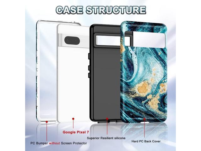 Btscase for Google Pixel 7 Case, Marble Pattern 3 in 1 Heavy Duty Shockproof Full Body Rugged Hard PC+Soft Silicone Drop Protective Women Girl...