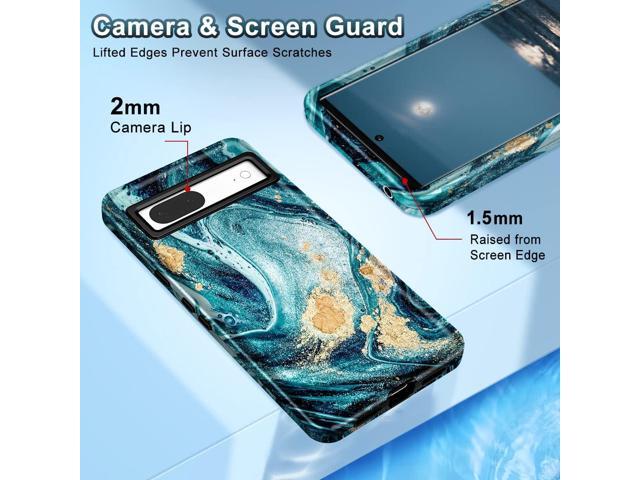 Btscase for Google Pixel 7 Case, Marble Pattern 3 in 1 Heavy Duty Shockproof Full Body Rugged Hard PC+Soft Silicone Drop Protective Women Girl...