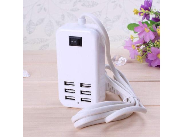 6 Ports USB Charger Hub Desktop US Plug AC Power Wall Travel Charging Adapter Slots Charging Station