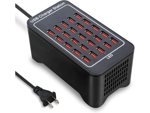 USB Charging Station, 25 Port 125W(25A), Travel Desktop USB Rapid Charger, Multi Ports Fast Charging Station Organizer Compatible with Smartphones,...