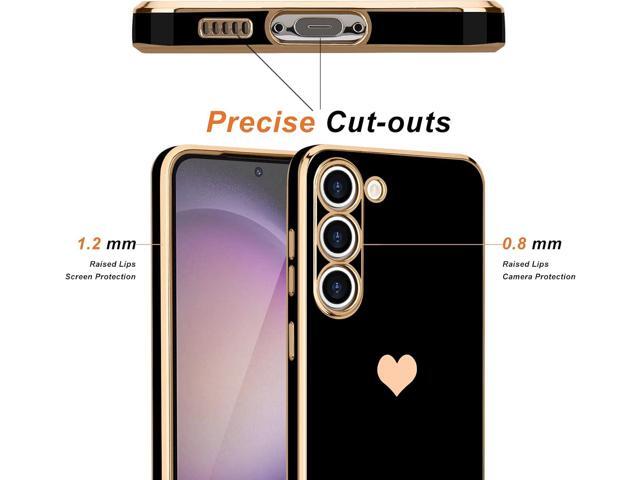 Teageo for Samsung Galaxy S23 Case for Women Girl Cute Love-Heart Luxury Bling Soft Back Cover Raised Full Camera Protection Bumper Silicone...