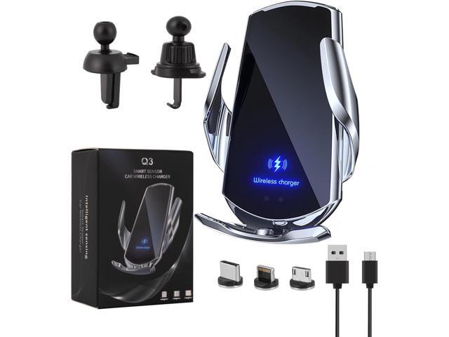 Wireless Car Charger Car Phone Holder Mount Wireless Charging 15W Fast Charging Auto Clamping Car Charger Phone Mount Holder fit for All Android...