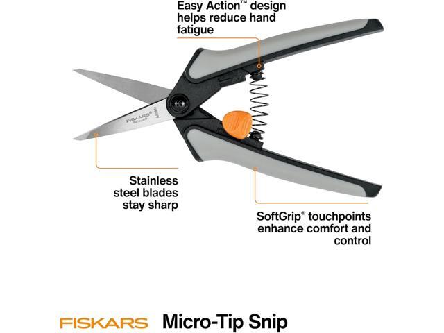 Fiskars 15pc Micro-Tip Pruning Snip Set, Precision Stainless Steel Blades, Softgrip Handles for Deadheading, Trimming & Shaping Small Plants