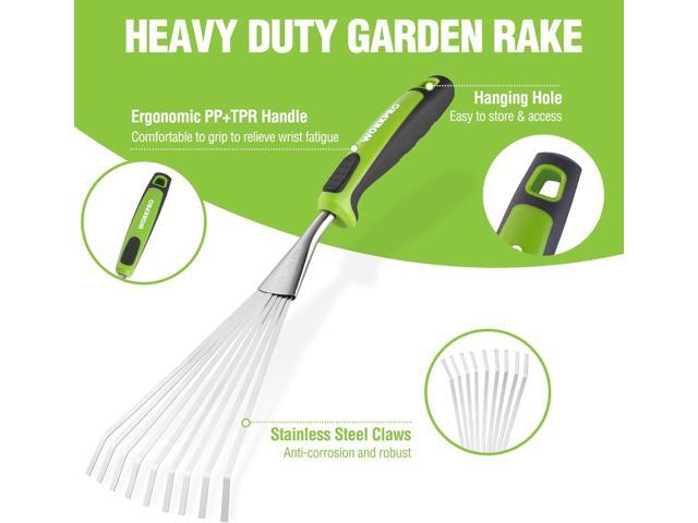 WORKPRO 16' Hand Rake, Heavy Duty Stainless Steel Garden Rake with Soft Handle, Small Garden Hand Tool for Gardening, Cultivating, Loosening Soil &...