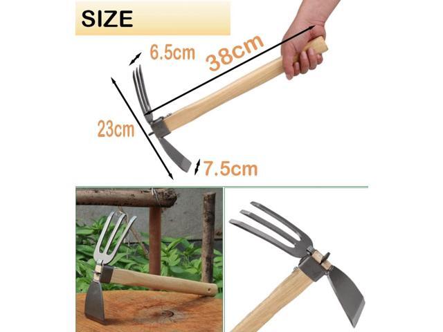 Garden Hoe,Garden Tools Digging Hoe and Rake, Hand Hoe with Wooden Handle for Loosening Soil and Weeding