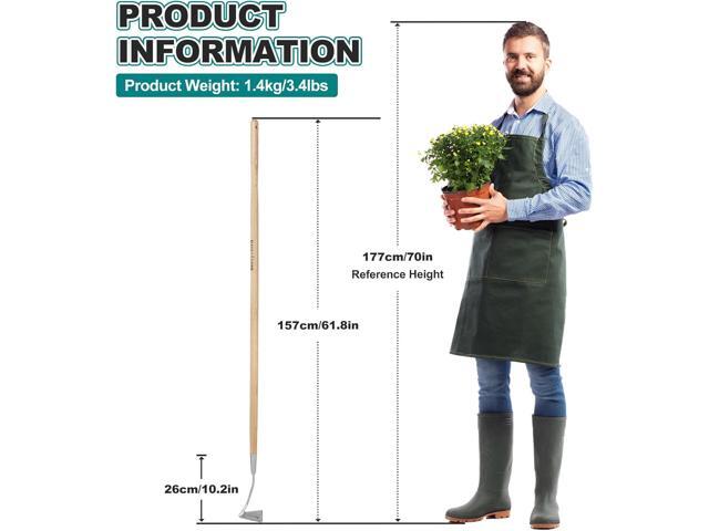 Berry & Bird Swoe Garden Hoe, 61.8'' Stainless Steel Long Handled 3 Edge Hoe with Wooden Hand, Mini Angled/Warren Hoe, Soil Cultivator Weeding Tool...
