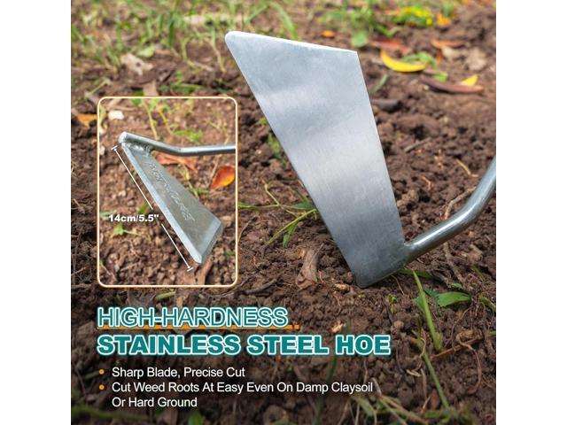 Berry & Bird Swoe Garden Hoe, 61.8'' Stainless Steel Long Handled 3 Edge Hoe with Wooden Hand, Mini Angled/Warren Hoe, Soil Cultivator Weeding Tool...