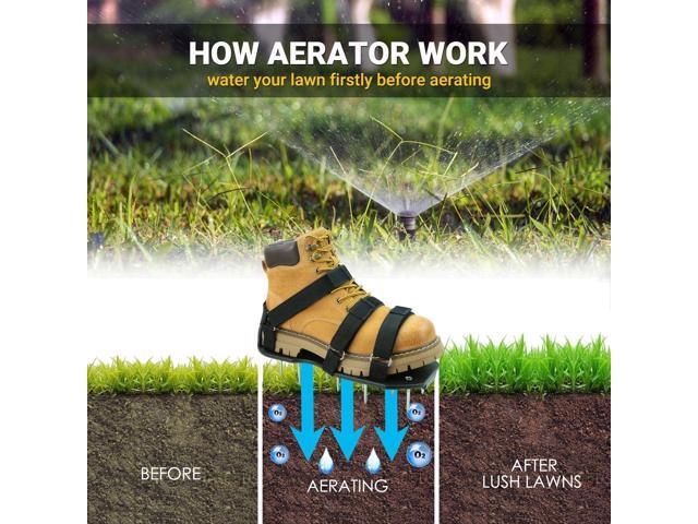 Lawn Aerator Shoes with Hook & Loop Straps for Effectively Aerating Lawn Soil, One Size Fits All Free-Installation Heavy Duty Spiked Sandals Shoes...