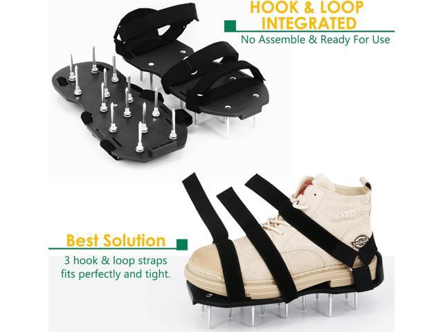 Lawn Aerator Shoes with Hook & Loop Straps for Effectively Aerating Lawn Soil, One Size Fits All Free-Installation Heavy Duty Spiked Sandals Shoes...