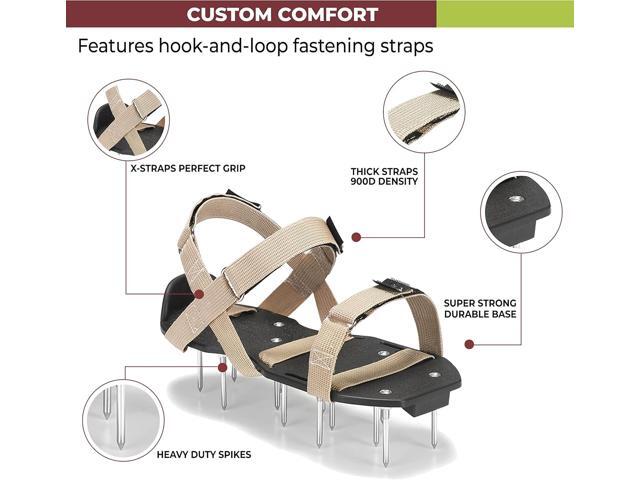 Lawn Aerator Shoes with Hook-and-Loop Straps, Pre-Assembled, Fully Adjustable, One-Size-Fits-All Lawn and Garden Tool Reduces Thatch, Revives Soil...