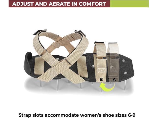 Lawn Aerator Shoes with Hook-and-Loop Straps, Pre-Assembled, Fully Adjustable, One-Size-Fits-All Lawn and Garden Tool Reduces Thatch, Revives Soil...