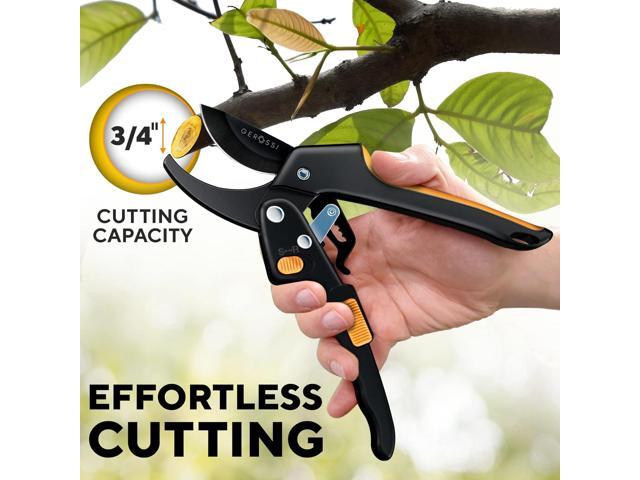 Ratchet Pruning Shears for Gardening Heavy Duty - Increases Cutting Power 3x - Perfect Ratchet Pruners for Weak Hands & Arthritis- 8 Anvil Garden...