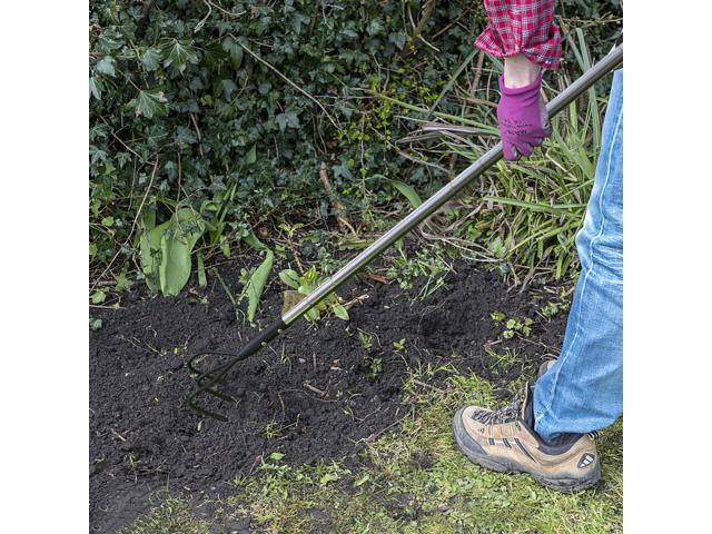 Multifunctional Garden Cultivator, 3 Prong Cultivator Long Handle, Garden Hand Tiller with 55 Inch Adjustable Handle, Garden Weeding Tools for...