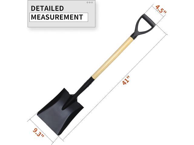Square Shovel, Shovels for Digging with D-Handle, Overall 41-Inch Long Garden Shovel, Transfer Shovel, Snow Shovel for Car, Garden Tools
