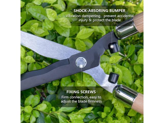 Berry & Bird Garden Hedge Shears,19.88''Heavy Duty Pruning Shear for Trimming Borders and Bushes, Manual Hedge Clippers with Wooden Handles & Carbon...