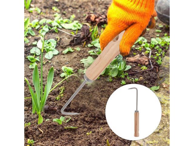 YARNOW Single Claw Hook, Manganese Steel Root Remover with Wooden Handle, Garden Weeding Tool for Digging, Weeding, and Gardening Tasks (Khaki)