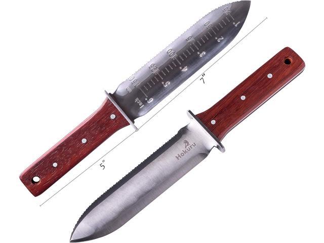 Hori Hori Knife - Landscaping, Digging, Weeding, Cutting, Planting Gardening Tool With Leather Sheath, Stainless Steel Blade and Sharpening Stone