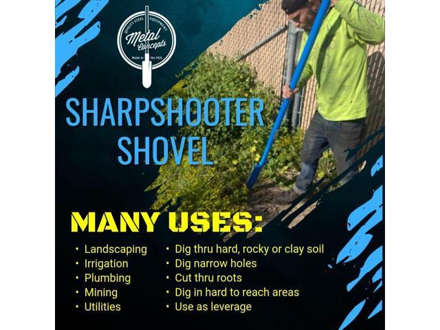 Sharpshooter Spade 78 Inch Drain Trenching Shovel - Weighted Long Handle Sharp Shooter With Hardened Chromoly 15 Inch Head