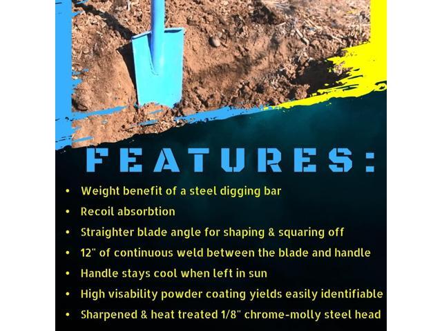 Sharpshooter Spade 78 Inch Drain Trenching Shovel - Weighted Long Handle Sharp Shooter With Hardened Chromoly 15 Inch Head