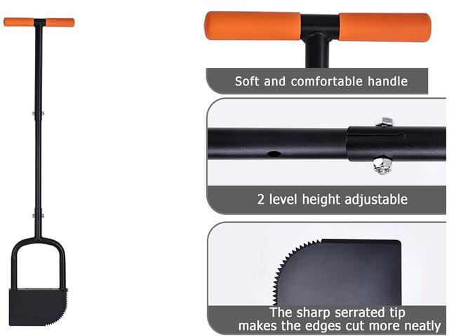 Height Adjustable Garden Edger Tool, Hand Steel Edger, Half Moon Lawn Edger, Saw-Tooth with Very Sharp Blade Manual Edger