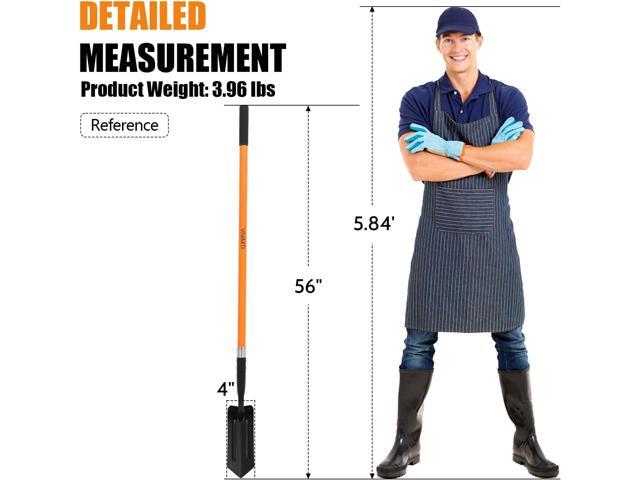 Trench Shovel for Digging, 4-Inch Trenching Shovel with Fiberglass Handle, 56 Inches