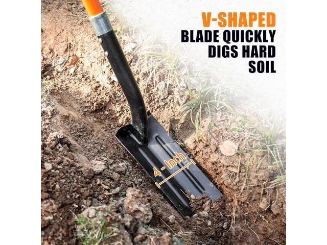 Trench Shovel for Digging, 4-Inch Trenching Shovel with Fiberglass Handle, 56 Inches