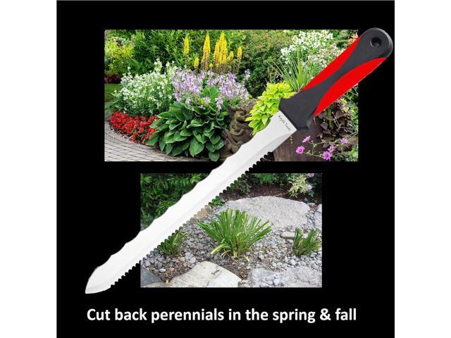 Keyfit Tools Spartan Garden Knife Perennial Splitter Divider Super Sharp Double Sided Serrated Stainless Steel 8 Blade 5 Ergonomic Rubber Handle...
