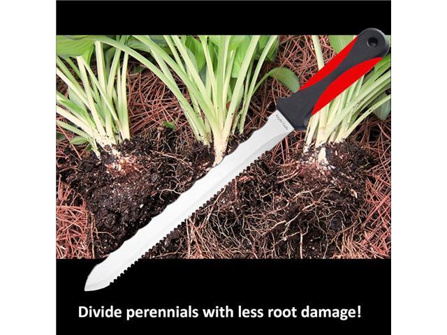 Keyfit Tools Spartan Garden Knife Perennial Splitter Divider Super Sharp Double Sided Serrated Stainless Steel 8 Blade 5 Ergonomic Rubber Handle...