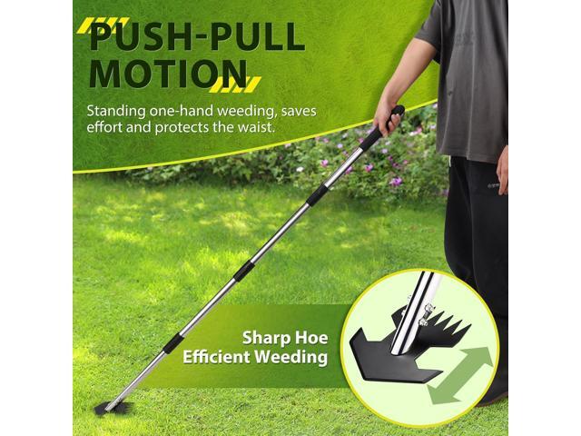 Hoe Garden Tool, Scuffle Garden Hoe for Weeding with 30-60 Inch Steel Long Handle, Dual Use Sharp Gardening Hula Hoe, Adjustable Rocket Shaped Weed...