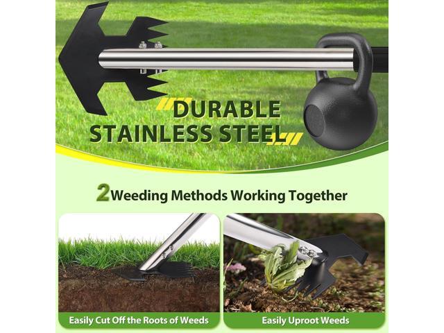 Hoe Garden Tool, Scuffle Garden Hoe for Weeding with 30-60 Inch Steel Long Handle, Dual Use Sharp Gardening Hula Hoe, Adjustable Rocket Shaped Weed...