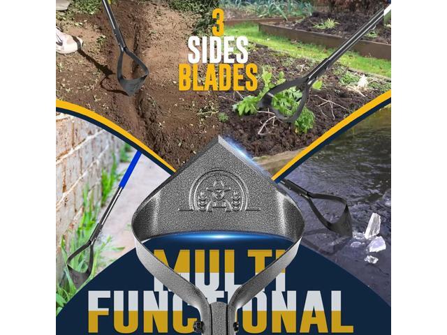 Hoe Garden Tool, Heavy Duty Triangle 52.7' Manual Weeder with Long Handle, Carbon Steel Weed Removing Action Hoe Cultivator for Weeding, Digging,...