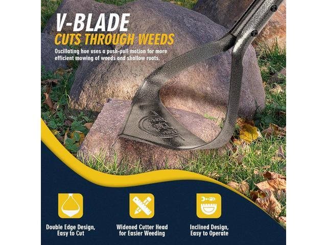 Hoe Garden Tool, Heavy Duty Triangle 52.7' Manual Weeder with Long Handle, Carbon Steel Weed Removing Action Hoe Cultivator for Weeding, Digging,...