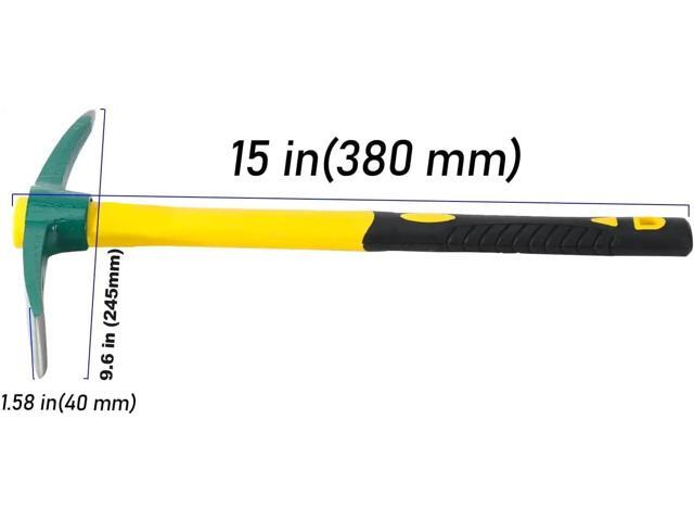 Pick Mattock Hoe Heavy Duty, Gardening Hand Pick with 15 Inch Shock Absorption Rubber Handle and Forged Head, Pick Axe Hand Tool for Digging...