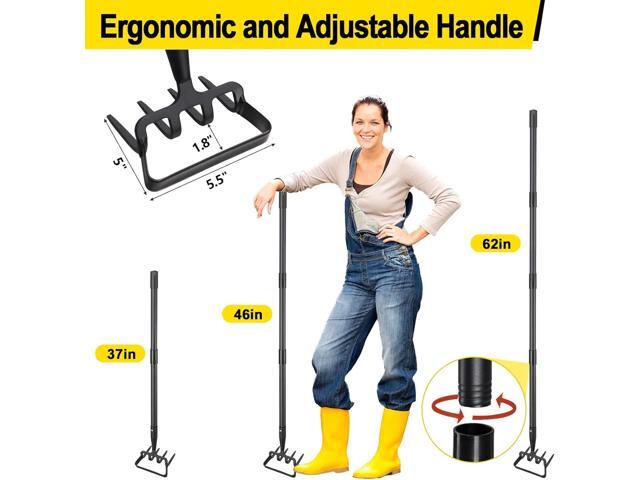 Garden Hoe, Heavy Duty Hula Hoe Garden Tool for Weeding, 62 Inch Cultivator Stirrup Hoe with Adjustable Long Handle, Action Scuffle Loop Hoe with...