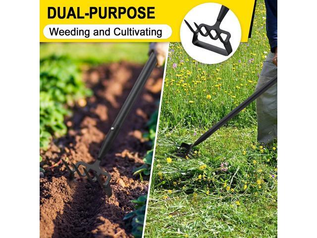Garden Hoe, Heavy Duty Hula Hoe Garden Tool for Weeding, 62 Inch Cultivator Stirrup Hoe with Adjustable Long Handle, Action Scuffle Loop Hoe with...