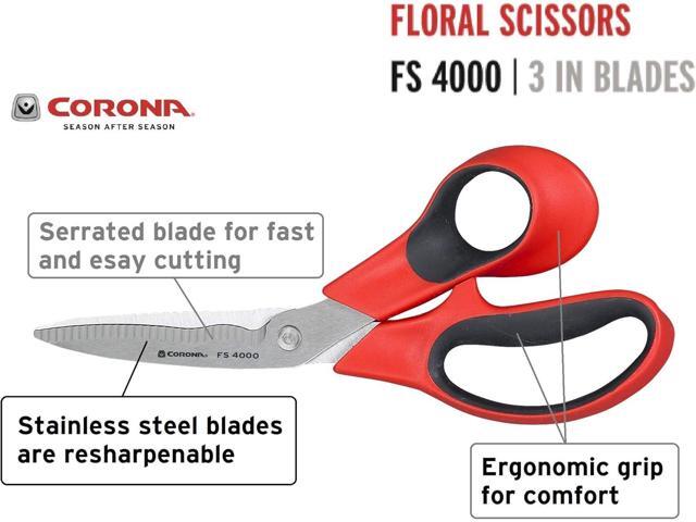 Corona Stainless Steel Floral Scissors, 3 Inch Blade, FS 4000, Red