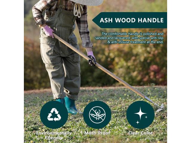 Berry & Bird Triangle Hoe, 60'' Winged Weeder Garden Hoes with Long Wood Handle, Gardener Stainless Steel Warren Hoe, Garden Weeder Hoe Tool for...