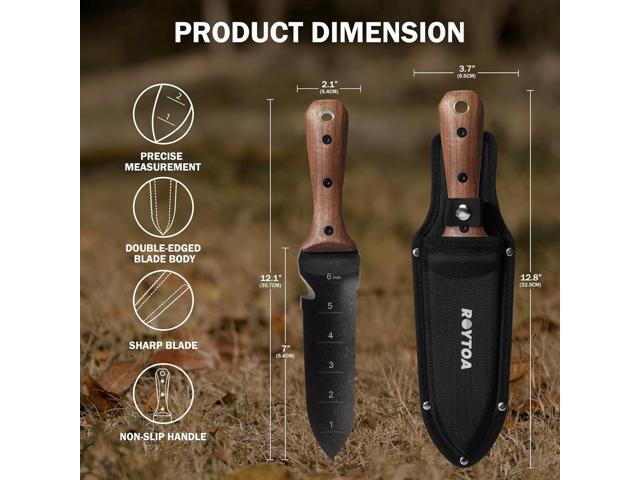 Hori Hori Garden Knife, Garden Tools with Sheath for Weeding,Planting,Digging, 7' Stainless Steel Blade with Cutting Edge, Full-Tang Walnut Wood...