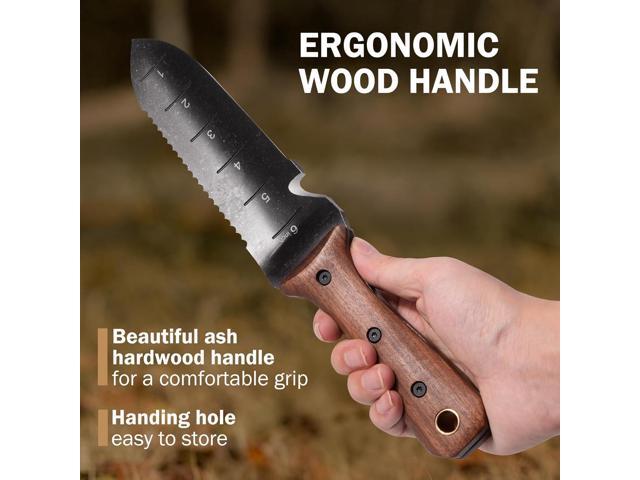 Hori Hori Garden Knife, Garden Tools with Sheath for Weeding,Planting,Digging, 7' Stainless Steel Blade with Cutting Edge, Full-Tang Walnut Wood...