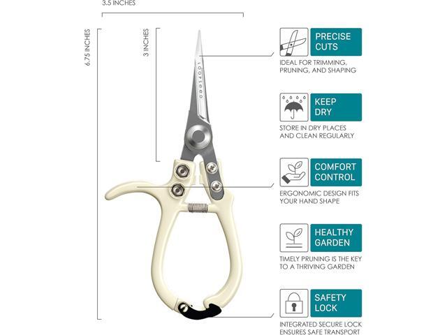 Plant Pruning Shears Garden Trimming Scissors Precision Hand Pruner Herb Snips Flower Clippers Bonsai Trimmers Straight Sharp Blade Tapered Tip...
