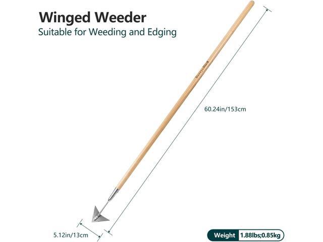 Berry & Bird Triangle Hoe, 60'' Winged Weeder Garden Hoes with Long Wood Handle, Gardener Stainless Steel Warren Hoe, Garden Weeder Hoe Tool for...