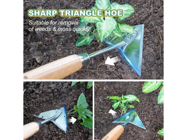 Berry & Bird Triangle Hoe, 60'' Winged Weeder Garden Hoes with Long Wood Handle, Gardener Stainless Steel Warren Hoe, Garden Weeder Hoe Tool for...