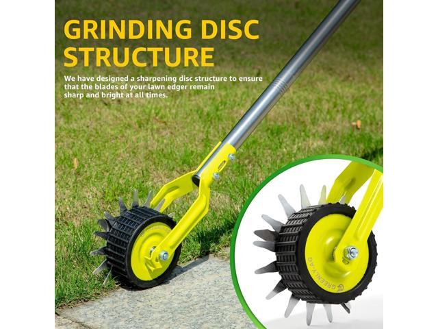 58-Inch Manual Lawn Edger Tool - Wheel Rotary Edger with Adjustable 4-Section Stainless Steel Handle & Cushion Grip, Rust-Resistant for Sidewalks,...