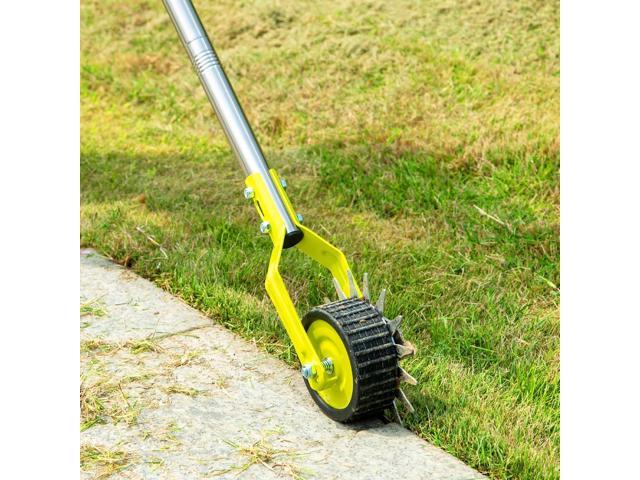 58-Inch Manual Lawn Edger Tool - Wheel Rotary Edger with Adjustable 4-Section Stainless Steel Handle & Cushion Grip, Rust-Resistant for Sidewalks,...
