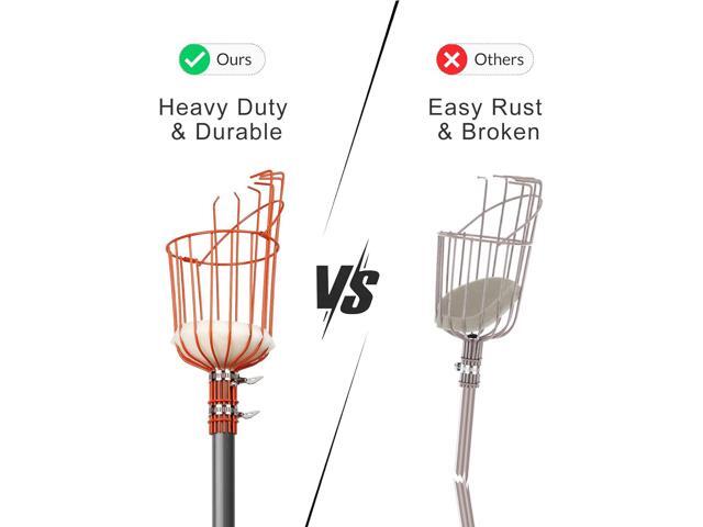 Walensee 8FT Fruit Picker, Adjustable Fruits Picker Tool with Lightweight Stainless Steel Pole and Big Basket, Fruit Catcher Equipment Tree Picker...