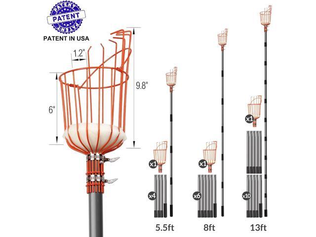 Walensee 8FT Fruit Picker, Adjustable Fruits Picker Tool with Lightweight Stainless Steel Pole and Big Basket, Fruit Catcher Equipment Tree Picker...