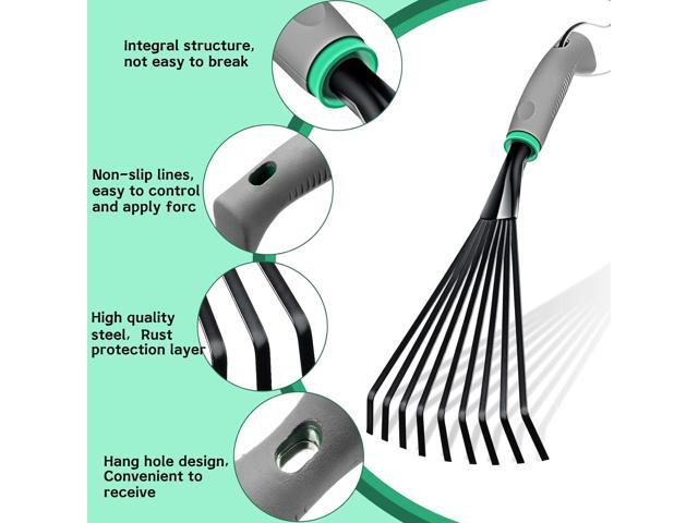2 Pcs Gardening Hand Rake Stainless Steel Hand Tiller Small Garden Rake for Gardening Short Handle with Handle Garden Tools for Cultivating...