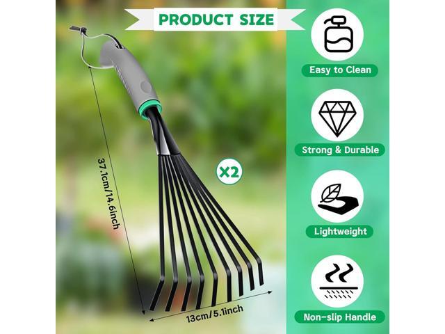 2 Pcs Gardening Hand Rake Stainless Steel Hand Tiller Small Garden Rake for Gardening Short Handle with Handle Garden Tools for Cultivating...