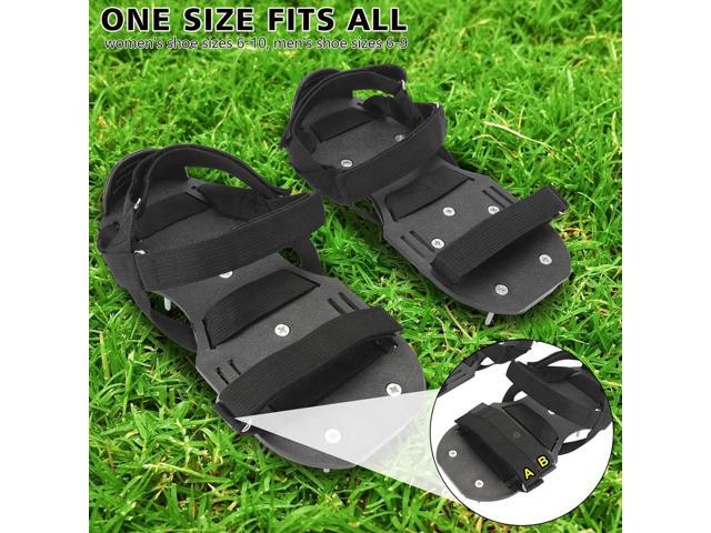 Mofeez Lawn Aerator Shoes for Grass - Pre-Assembled Grass Aerator Shoes for Lawn - Soil Yard Aerator Tool for Aerating Patio Garden, Black